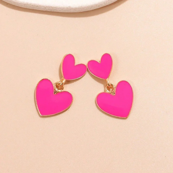 Jewelry - Hot Pink Women's Fashion Heart Drop Earrings